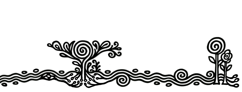 Die Fortsetzung des Hauptmenüs, bestehend aus ornamentalen Bäumen und Blumen.