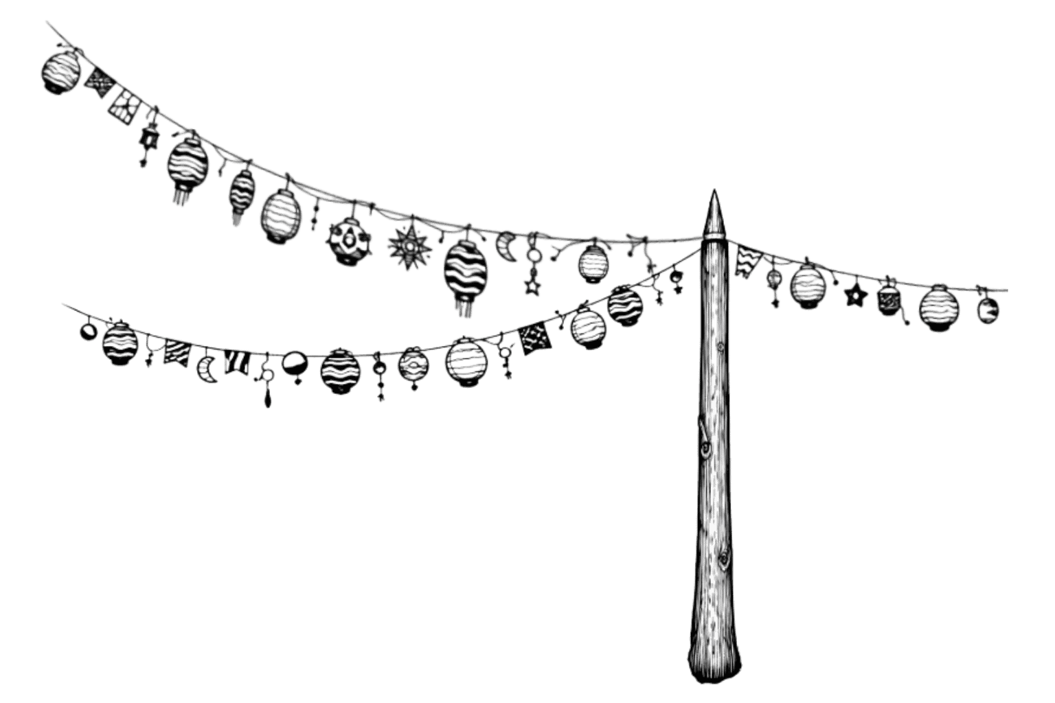 Eine Zeichnung von Girlandenketten.